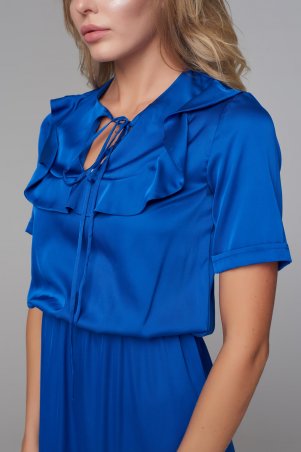 Marterina: Платье с кокеткой и коротким рукавом синее K09P43R04 - фото 4