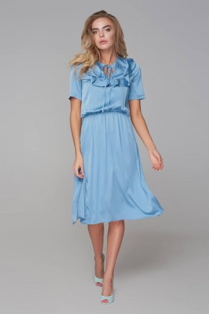 Marterina: Платье с кокеткой и коротким рукавом голубое K09P43R05 - фото 1