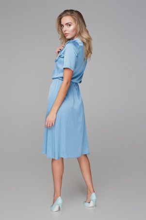 Marterina: Платье с кокеткой и коротким рукавом голубое K09P43R05 - фото 2