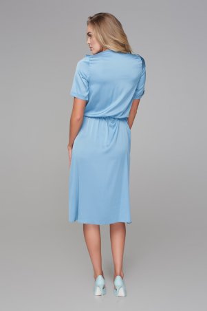 Marterina: Платье с кокеткой и коротким рукавом голубое K09P43R05 - фото 3