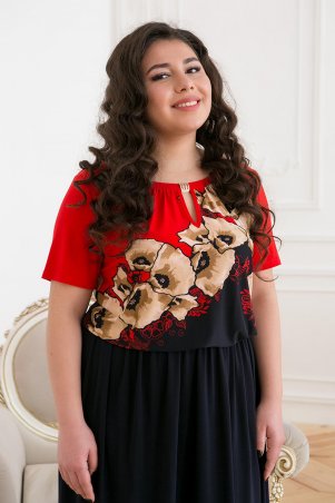 Tatiana: Длинное платье с красным принтом ЕЛЕНА - фото 1