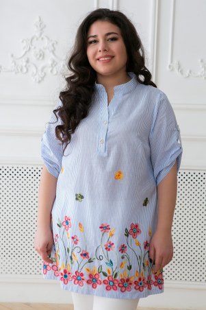 Tatiana: Рубашка в народном стиле с яркой вышивкой ФЛОРА - фото 1