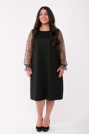 Tatiana: Коктейльное платье с рукавом из сетки ДЖОАН черное - фото 1