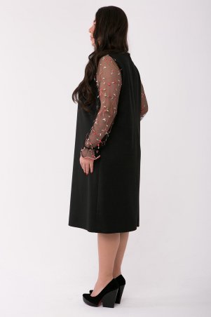 Tatiana: Коктейльное платье с рукавом из сетки ДЖОАН черное - фото 2