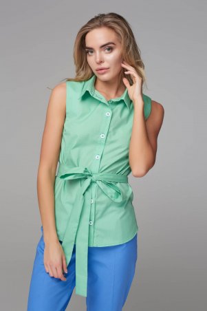 Marterina: Рубашка на запах сзади зеленая K09R11CT31 - фото 1