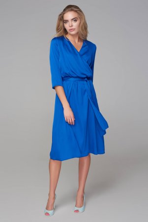 Marterina: Платье-миди с запахом синее K09P89R04 - фото 1