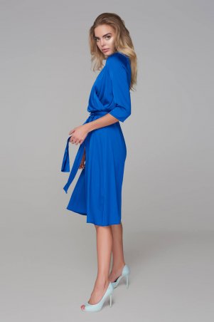 Marterina: Платье-миди с запахом синее K09P89R04 - фото 2