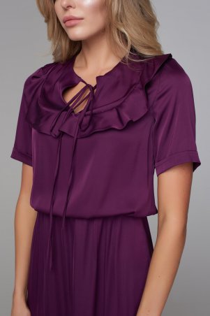 Marterina: Платье с кокеткой и коротким рукавом фиолетовое K07P43R24 - фото 3