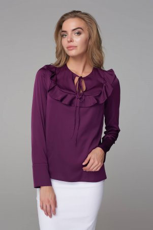 Marterina: Блуза с рукавом и воланом на кокетке фиолетовая K09BL04R24 - фото 1
