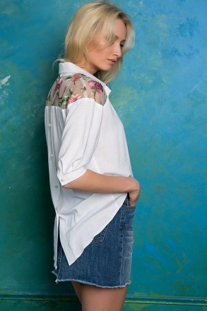 Zefir: Рубашка с кокеткой с вышивкой ALBA белая - фото 4
