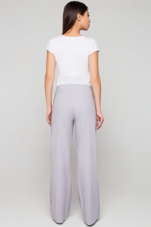 A-Dress: Серые льняные брюки с лампасом 30020 - фото 2