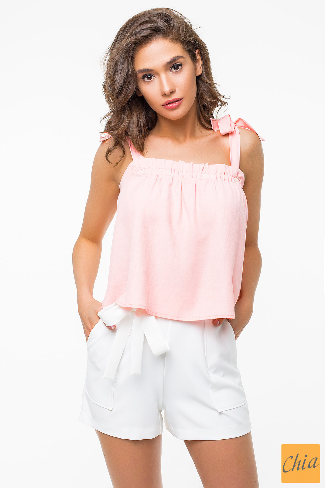 Пудровый топ свободного кроя Андрина