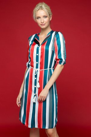 Zefir: Платье-рубашка с воротником "апаш" SET синее - фото 1