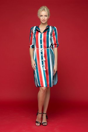 Zefir: Платье-рубашка с воротником "апаш" SET синее - фото 7