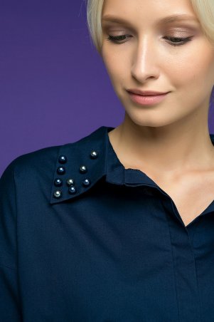 Zefir: Рубашка с декором из жемчуга TERY темно-синяя - фото 5