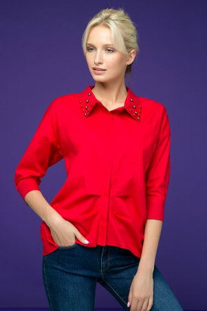 Zefir: Рубашка с декором из жемчуга TERY красная - фото 3