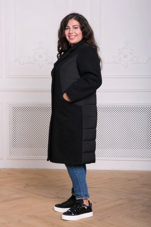 Tatiana: Комбинированное пальто ПИРС черное - фото 3