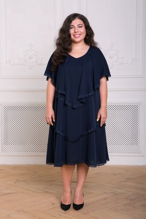 Tatiana: Платье с оборками ДЕВИС темно-синее - фото 1