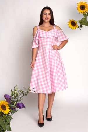 El-Mira: Платье женское Берта рожева клеточка 0349_2 - фото 1