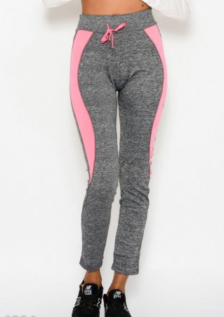 ISSA PLUS: Спортивные штаны 6834_серый/розовый - фото 1