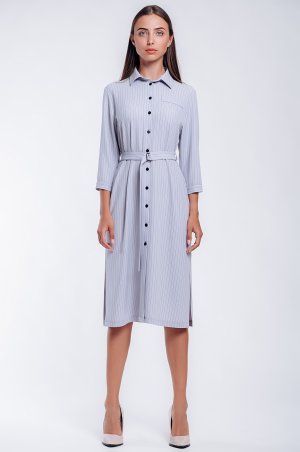 Стильное офисное платье-рубашка длиной до кол...