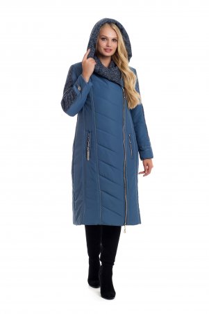 Vicco: Зимнее двубортное пальто-пуховик на синтепоне BABOCHKA 19 (цвет джинса) 107 - фото 1