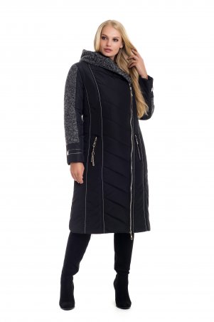 Vicco: Зимнее двубортное пальто-пуховик на синтепоне BABOCHKA 19 (цвет черный) 105 - фото 1