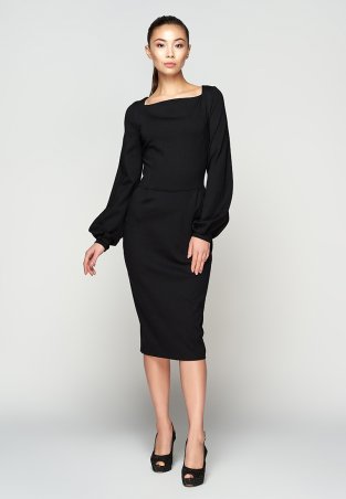 A-Dress: Приталенное изысканное черное платье из джерси 706011 - фото 1