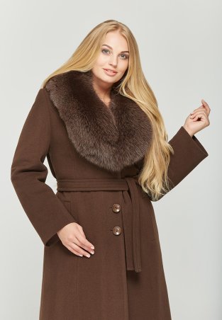 DANNA: Пальто зимнее зеленое 157 коричневый - фото 1