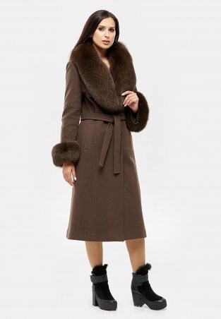 DANNA: Пальто зимнее коричневое 195 коричневый - фото 1