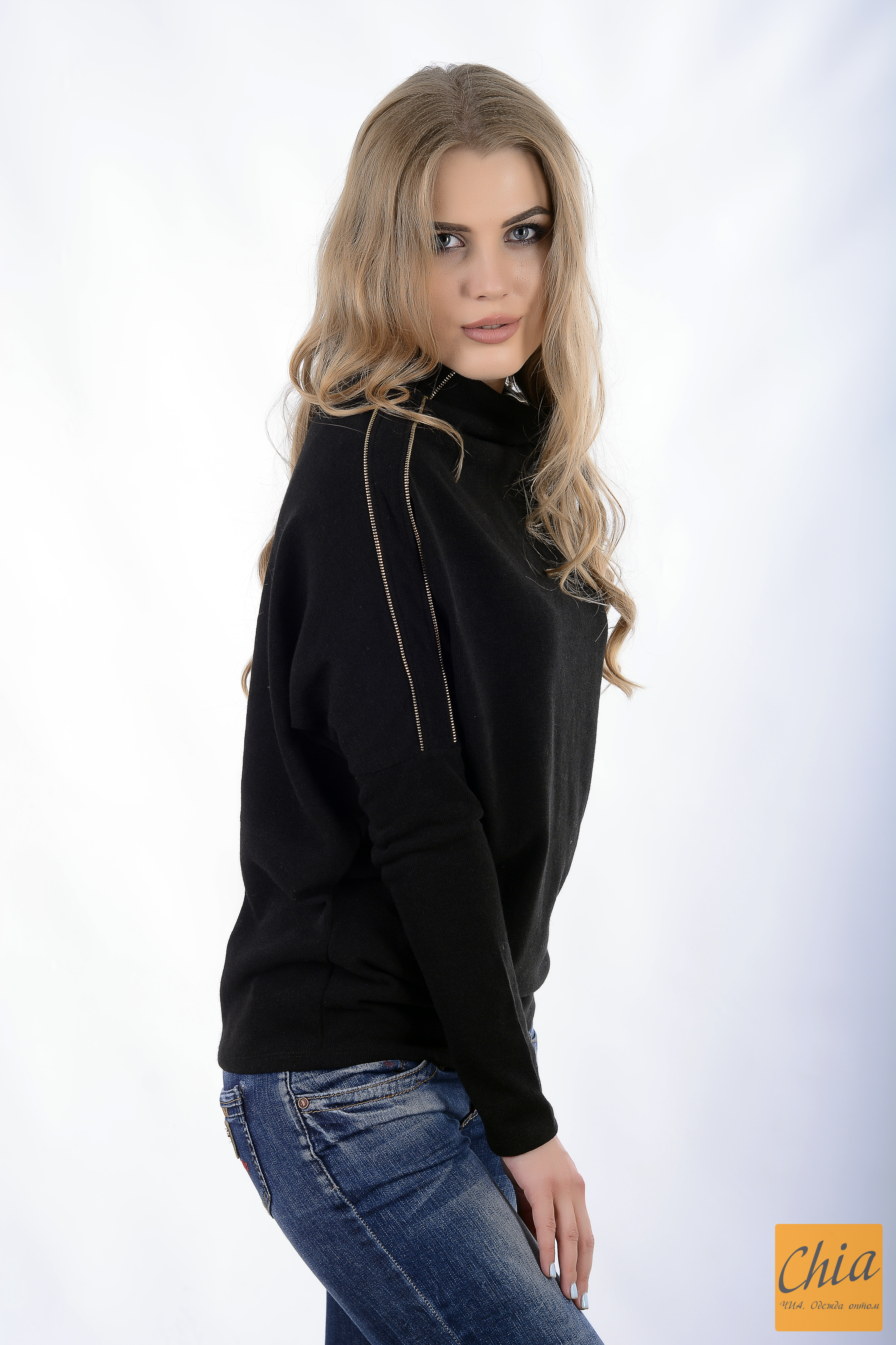 Свитер с молниями черный "BEST"