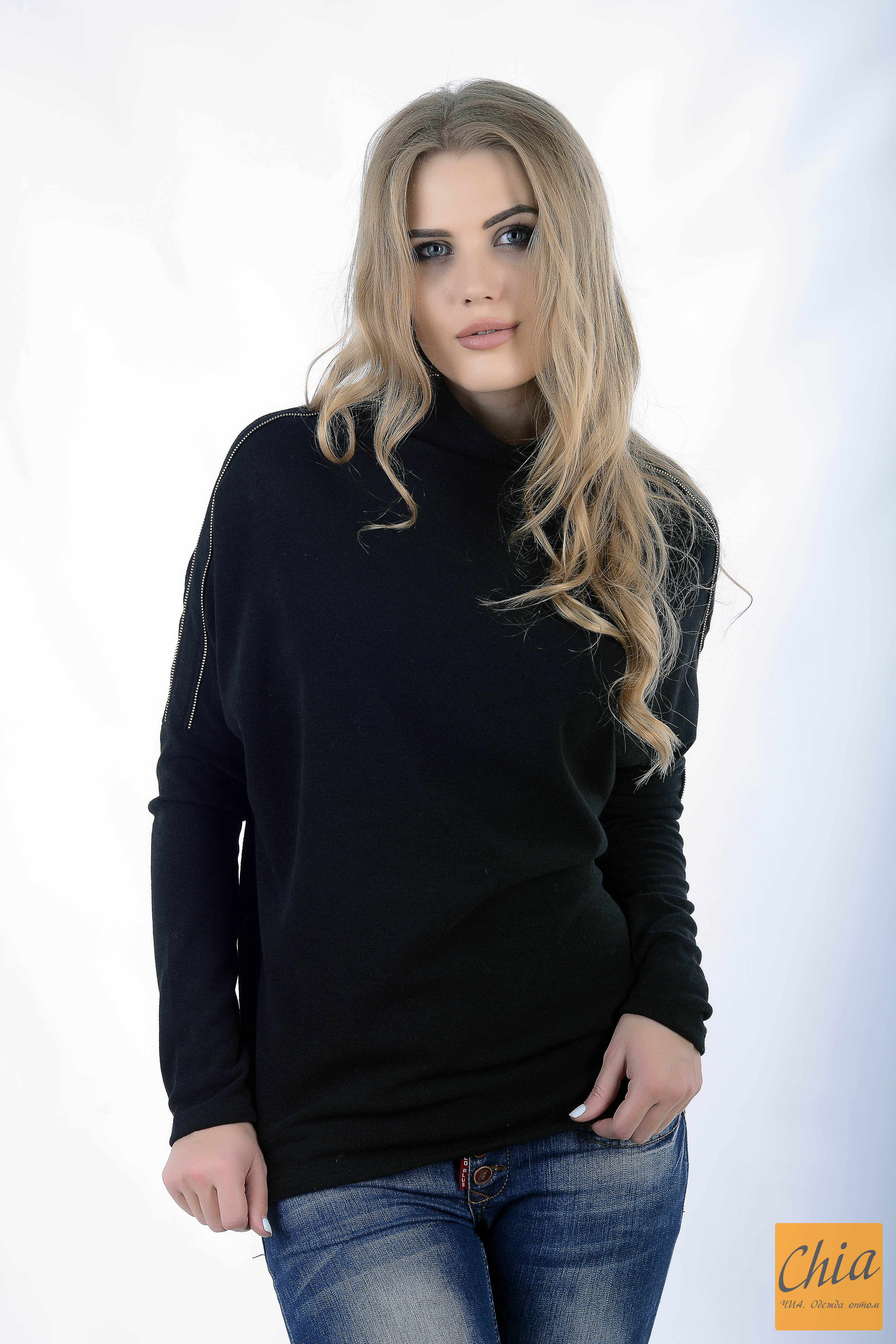 Свитер с молниями черный "BEST"