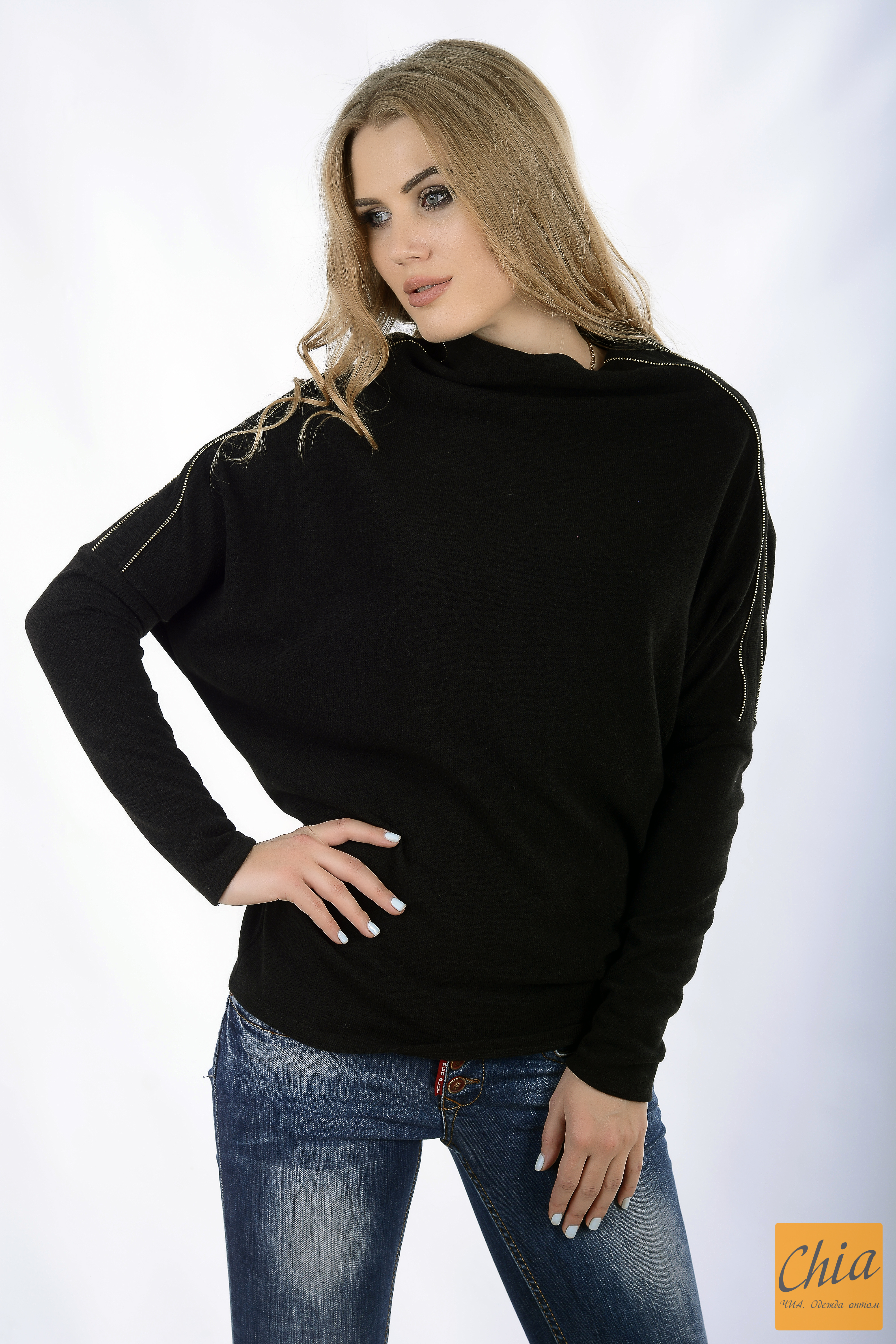 Свитер с молниями черный "BEST"