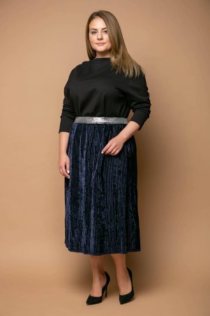 Tatiana: Нарядная юбка из велюра MIKAEL темно-синяя - фото 1