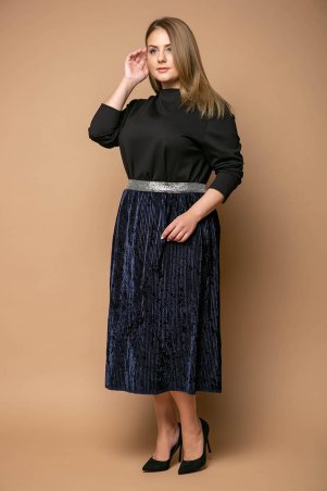 Tatiana: Нарядная юбка из велюра MIKAEL темно-синяя - фото 2