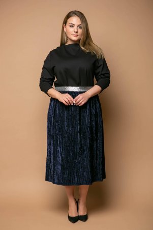 Tatiana: Нарядная юбка из велюра MIKAEL темно-синяя - фото 3