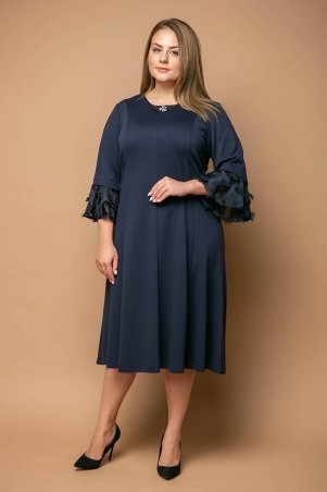 Tatiana: Нарядное платье с воланами ИТОН темно-синее - фото 1
