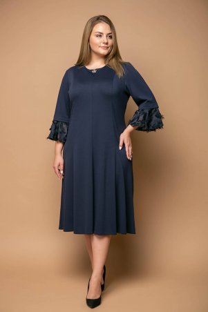 Tatiana: Нарядное платье с воланами ИТОН темно-синее - фото 2