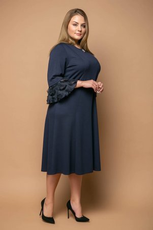 Tatiana: Нарядное платье с воланами ИТОН темно-синее - фото 3