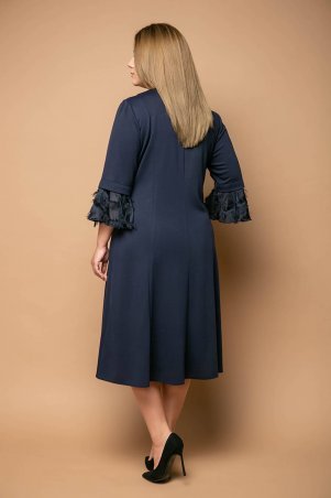 Tatiana: Нарядное платье с воланами ИТОН темно-синее - фото 4
