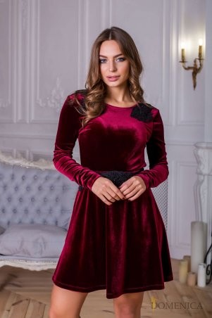 Domenica: Платье с длинным рукавом из ткани бархат Р 1550 - фото 3