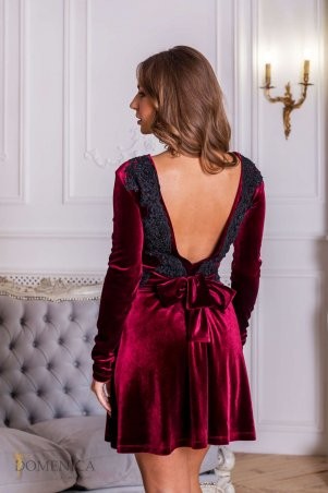 Domenica: Платье с длинным рукавом из ткани бархат Р 1550 - фото 4
