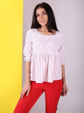 Eva Style: Блузка 1171_белый с красным - фото 1