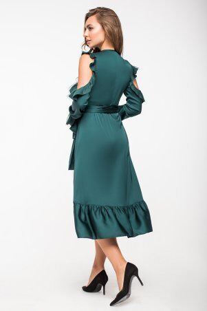 Itelle: Нарядне шовкове плаття смарагдового кольору Катрін 5137 - фото 2