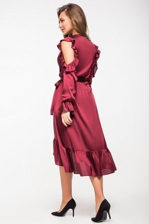 Itelle: Ошатне шовкове плаття кольору марсала Катрін 5136 - фото 3
