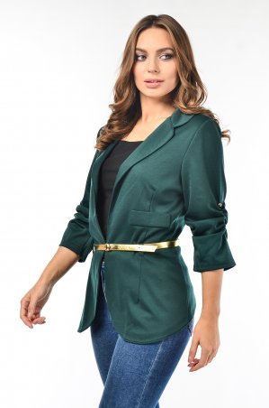 LiPar: Однотонный женский пиджак с пояском Зелёный 1004 зеленый - фото 1