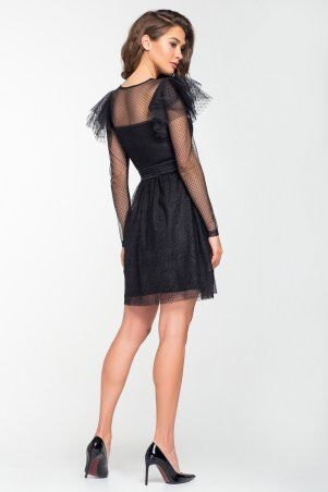 Itelle: Ошатне плаття чорного кольору з фатину та сітки в горох Клеріс 5147 - фото 2