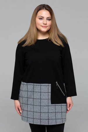 Tatiana: Комбинированная туника с карманом ЖАННА черная - фото 1