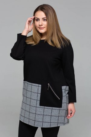 Tatiana: Комбинированная туника с карманом ЖАННА черная - фото 2