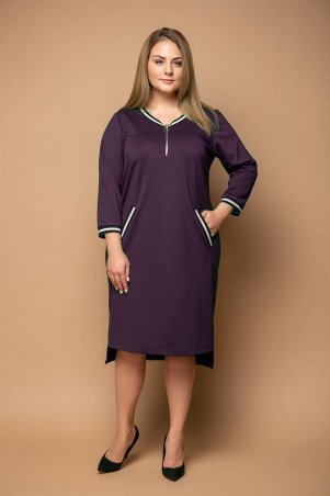 Tatiana: Платье с отделкой тесьмой БЛАНШ фиолетовое - фото 1